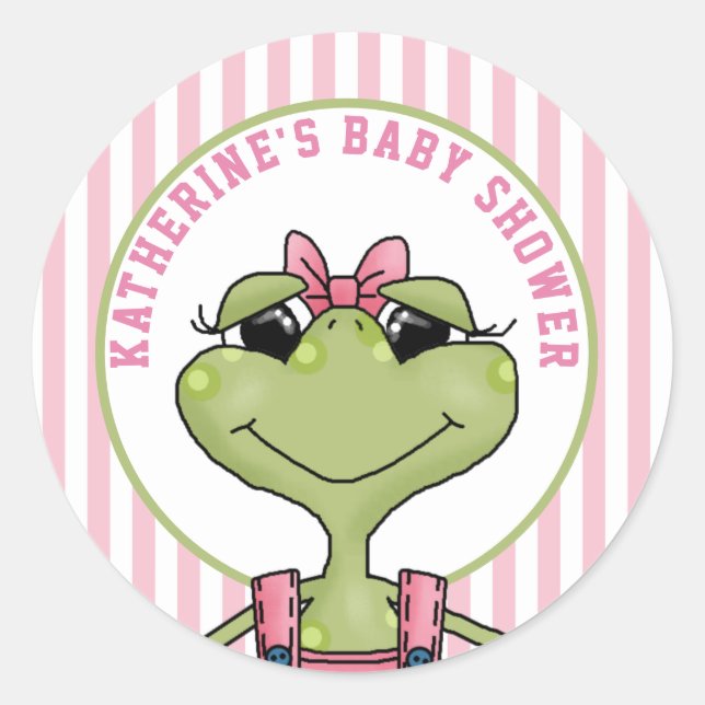 Pegatina Redonda Baby Shower Girly Frog (Anverso)