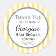 Baby Shower Gris Amarillo Gracias Por Favorecer La