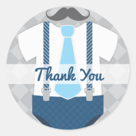 Pegatina Redonda Baby Shower gris azul de la Marina de los Tiburone