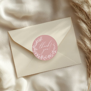 Pegatina Redonda Baby Shower inmaculado floral rosa vintage