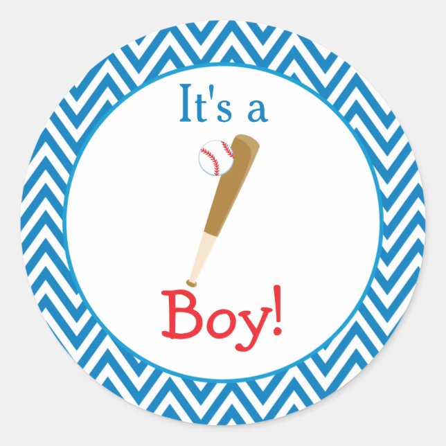 Pegatina Redonda Baby Shower 'It's a Boy' (Anverso)