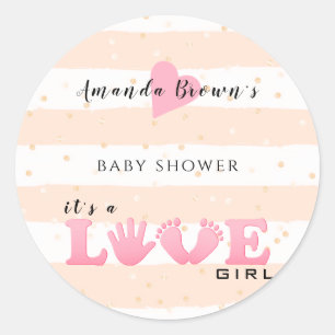 Pegatina Redonda Baby Shower Love Baby