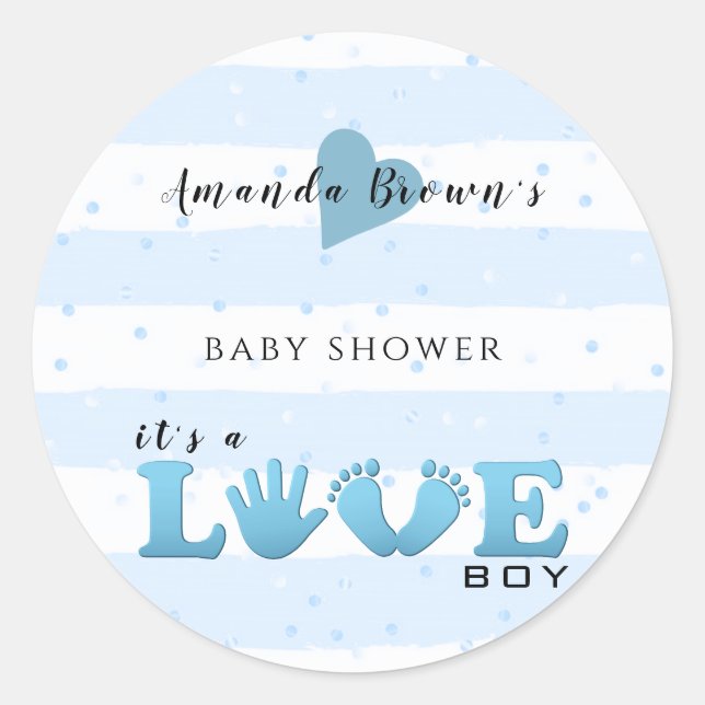 Pegatina Redonda Baby Shower Love Baby (Anverso)