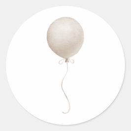 Pegatina Redonda Baby Shower moderno de globo Beige