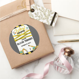 Pegatina Redonda Baby Shower moderno en construcción