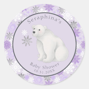 Pegatina Redonda Baby Shower Morple Winter Polar Bear