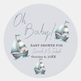 Pegatina Redonda Baby Shower Nautical