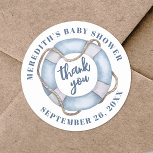 Pegatina Redonda Baby Shower Nautical Gracias
