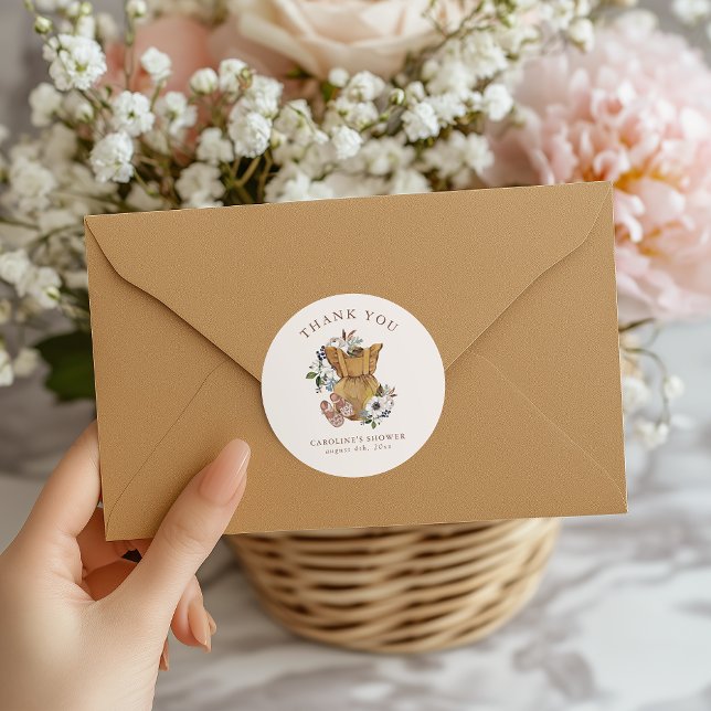 Pegatina Redonda Baby Shower Neutral Boho Nursery (Subido por el creador)