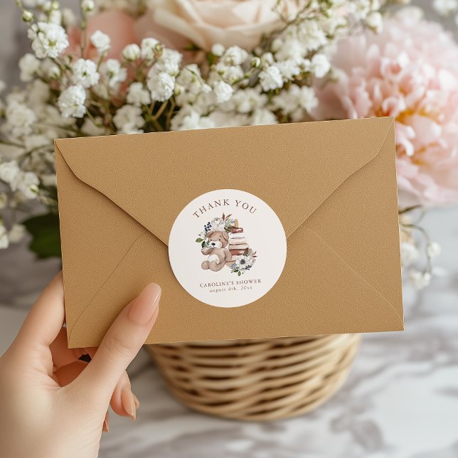 Pegatina Redonda Baby Shower Neutral Boho Nursery (Subido por el creador)