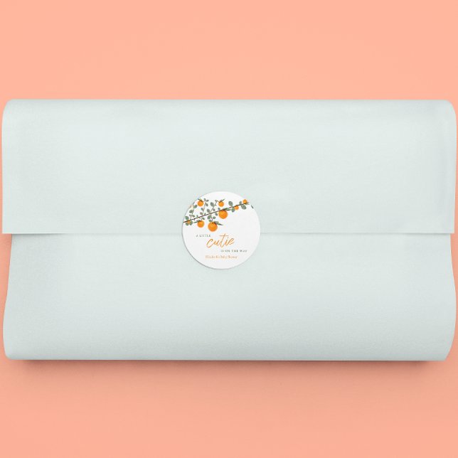 Pegatina Redonda Baby Shower neutral de género de Naranja cutáneo p (Subido por el creador)