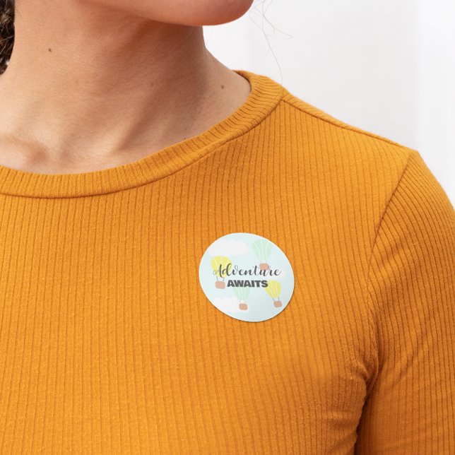 Pegatina Redonda Baby Shower neutro en globo de aire caliente (Subido por el creador)