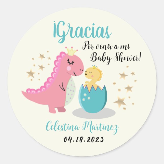 Pegatina Redonda Baby Shower/Pegatina Baby Shower en español (Anverso)