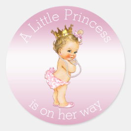 Pegatina Redonda Baby Shower Pink Little Princess