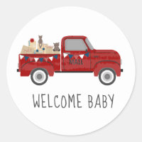 Baby Shower Por Correo Vintage Red Truck
