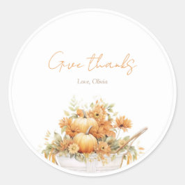 Pegatina Redonda Baby Shower redondo de portaequipajes de calabaza