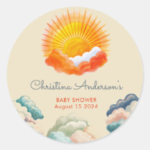 Baby Shower Retro Gris Amarillo Sunshine and Cloud