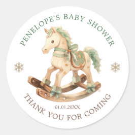 Pegatina Redonda Baby Shower Rocke Horse Gracias