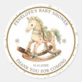 Pegatina Redonda Baby Shower Rocke Horse Gracias