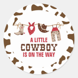 Pegatina Redonda Baby Shower Rodeo Western Cowboy