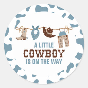 Pegatina Redonda Baby Shower Rodeo Western Cowboy