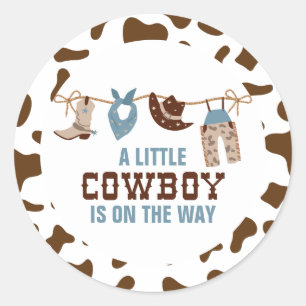 Pegatina Redonda Baby Shower Rodeo Western Cowboy