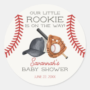 Pegatina Redonda Baby Shower Rookie Little Home Run