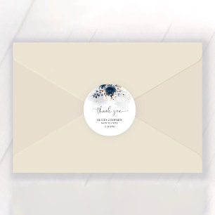 Pegatina Redonda Baby Shower Rosa azul marino y agitado