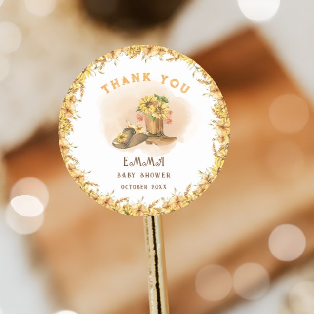 Pegatina Redonda Baby Shower rústico de cowboy neutral de Rodeo del (Subido por el creador)