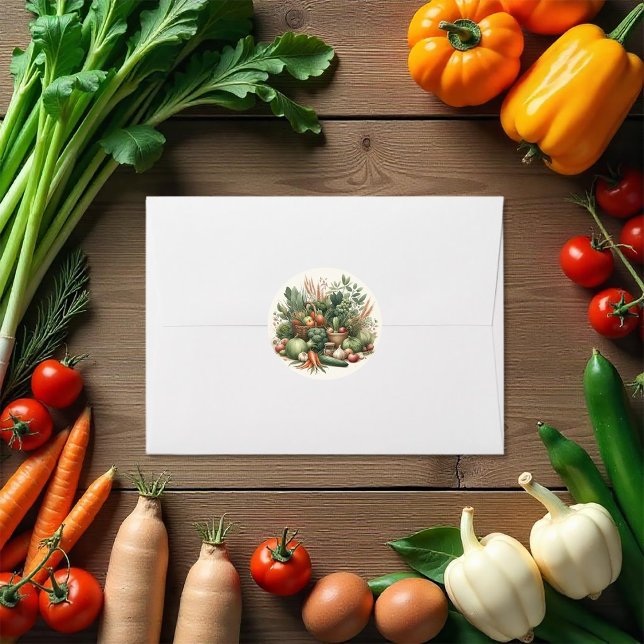 Pegatina Redonda Baby Shower Rústico de Granjas Locales (Rustic Locally Grown Farmers Market Baby Shower Classic Round Sticker)