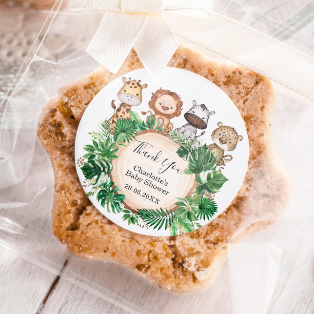 Pegatina Redonda Baby Shower: Safari Tropical Jungle Animales salva (Subido por el creador)