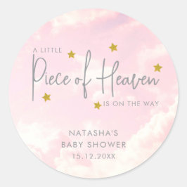 Pegatina Redonda Baby Shower sobre nubes celestiales