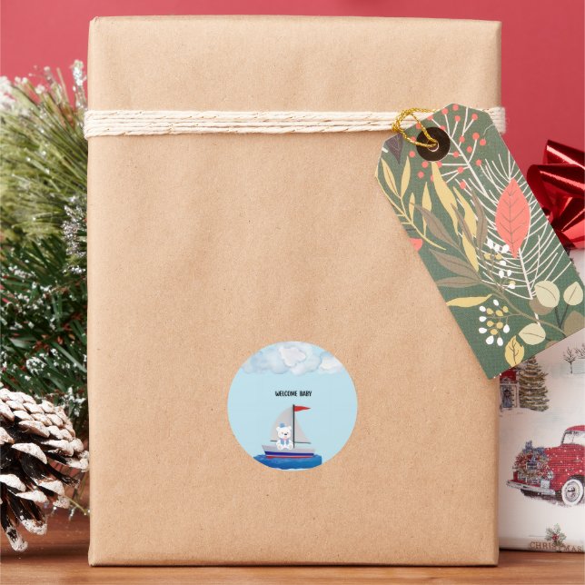 Pegatina Redonda Baby Shower Sticker (Vacaciones)