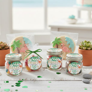 Pegatina Redonda Baby Shower Tropical Summer Beach Luau Boys