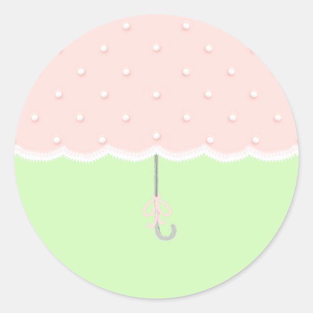 Pegatina Redonda Baby Shower Umbrella (Anverso)
