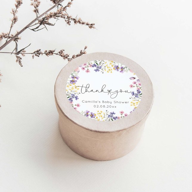 Pegatina Redonda Baby Shower Wildflowers (Subido por el creador)