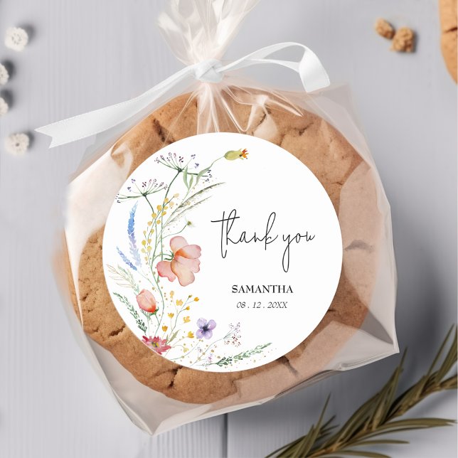 Pegatina Redonda Baby Shower Wildflowers (Subido por el creador)