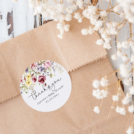 Pegatina Redonda Baby Shower Wildflowers