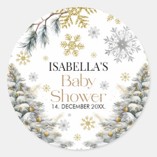 Pegatina Redonda Baby Shower Winter