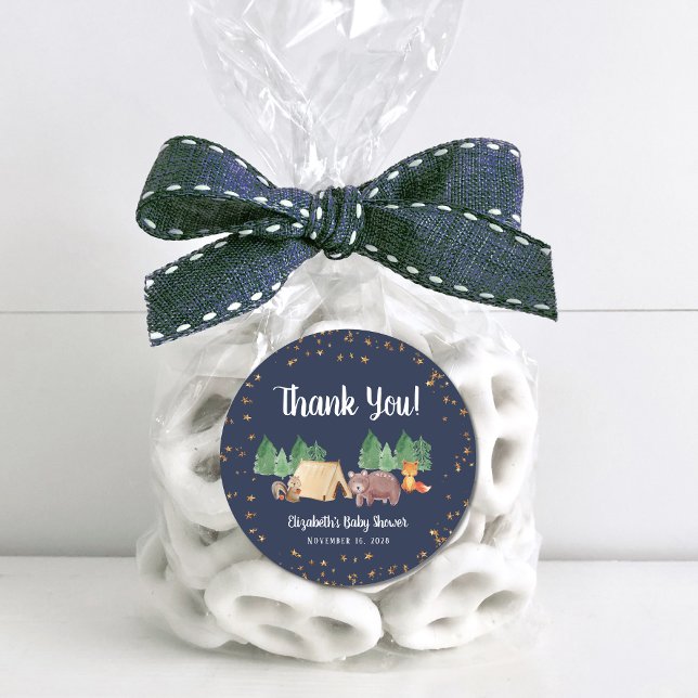 Pegatina Redonda Baby Shower Woodland Animals Gracias (Subido por el creador)