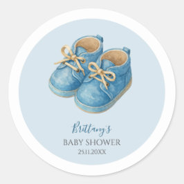 Pegatina Redonda Baby Sneakers Baby Shower Minimalist Sports