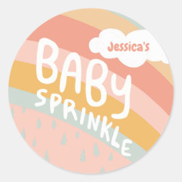 Pegatina Redonda BABY SPRINKLE Cute nubes Personalizado de lluvia a