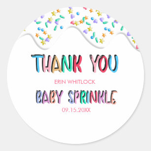 Pegatina Redonda Baby Sprinkle Gracias