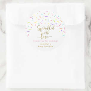 Pegatina Redonda Baby Sprinkle Pink Gold Gracias