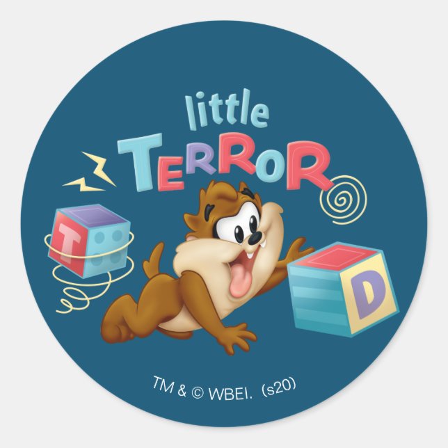 Pegatina Redonda Baby TAZ™ | Pequeño Terror (Anverso)