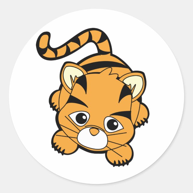 Pegatina Redonda Baby Tiger Cutie (Anverso)