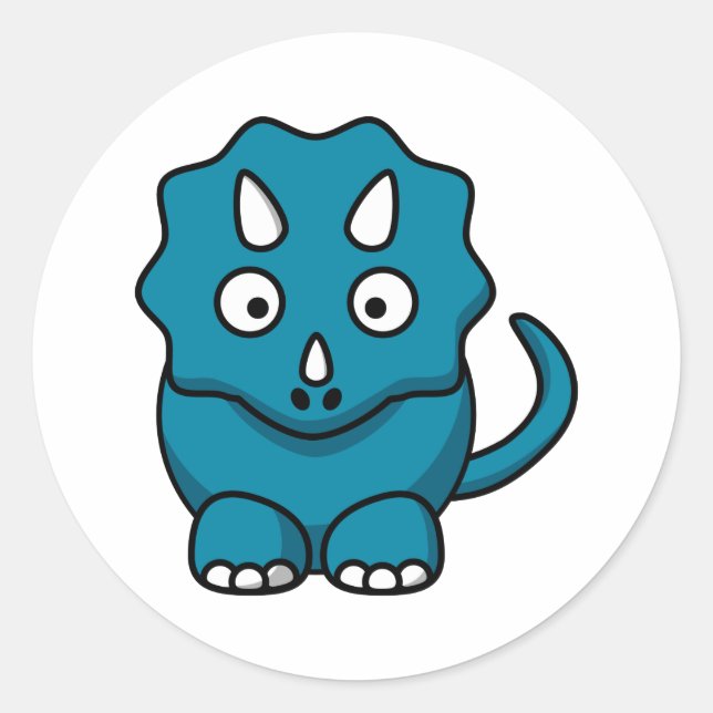 Pegatina Redonda Baby Triceratops (Anverso)
