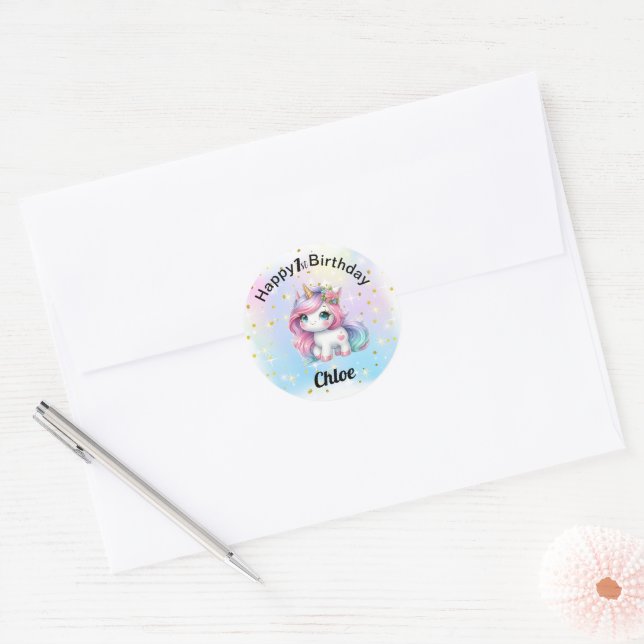 Pegatina Redonda Baby Unicorn stickers (Sobre)