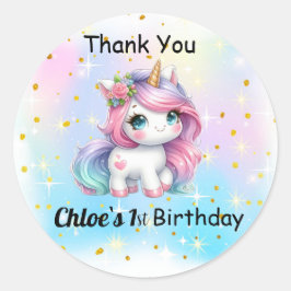 Pegatina Redonda Baby Unicorn Stickers,