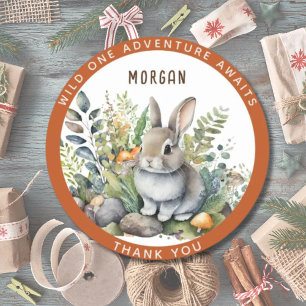 Pegatina Redonda Baby Woodland Animals Favorita Gracias Decoración 